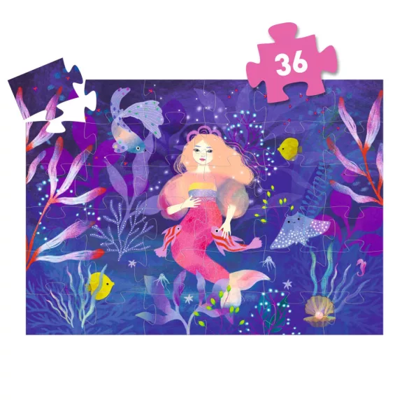 Djeco Puzzle v krabičke Ella, morská panna, 36 dielov – Ella the mermaid