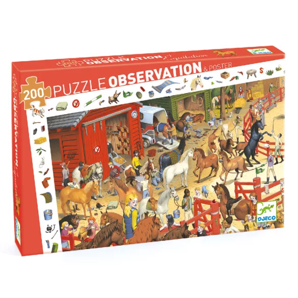 Djeco Pozorovacie puzzle Jazda na koni 200 dielov - Horse riding