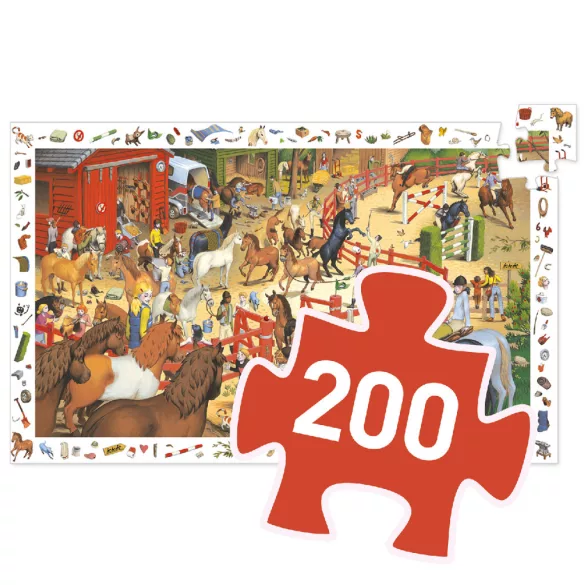 Djeco Pozorovacie puzzle Jazda na koni 200 dielov - Horse riding