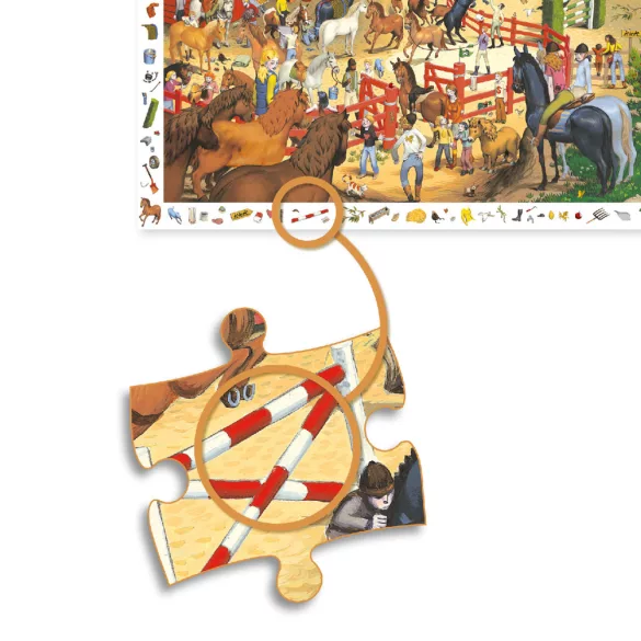 Djeco Pozorovacie puzzle Jazda na koni 200 dielov - Horse riding