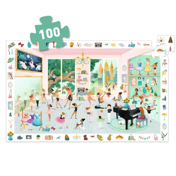 Djeco Pozorovacie puzzle Baletná škola 100 dielov - The dance school