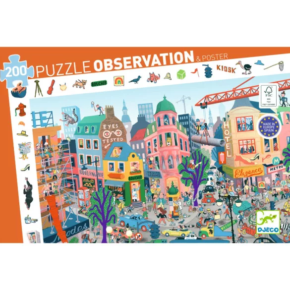 Djeco Pozorovacie puzzle Mesto 200 dielov - The city