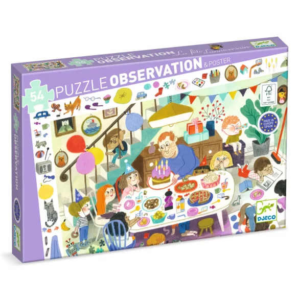Djeco Pozorovacie puzzle Narodeninová oslava, 54 dielov – Birthday Party