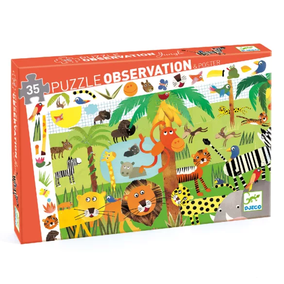 Djeco Pozorovacie puzzle Džungľa 35 dielov - Jungle