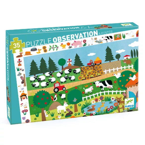Djeco Pozorovacie puzzle Farma 35 dielov - The farm