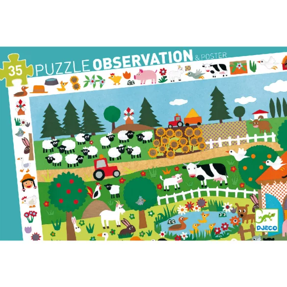 Djeco Pozorovacie puzzle Farma 35 dielov - The farm