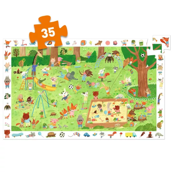 Djeco Pozorovacie puzzle Malí priatelia v záhrade 35 dielov - Little friends' garden