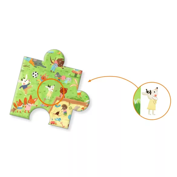 Djeco Pozorovacie puzzle Malí priatelia v záhrade 35 dielov - Little friends' garden