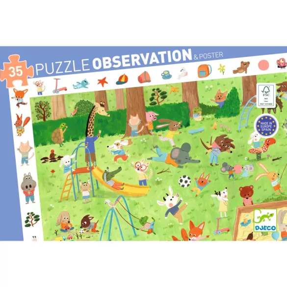 Djeco Pozorovacie puzzle Malí priatelia v záhrade 35 dielov - Little friends' garden