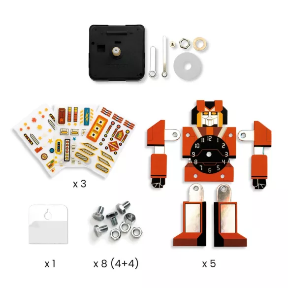 Djeco Design by Urob si sám! Nástenné hodiny do chlapčenskej izby IdőRobi – Robotime