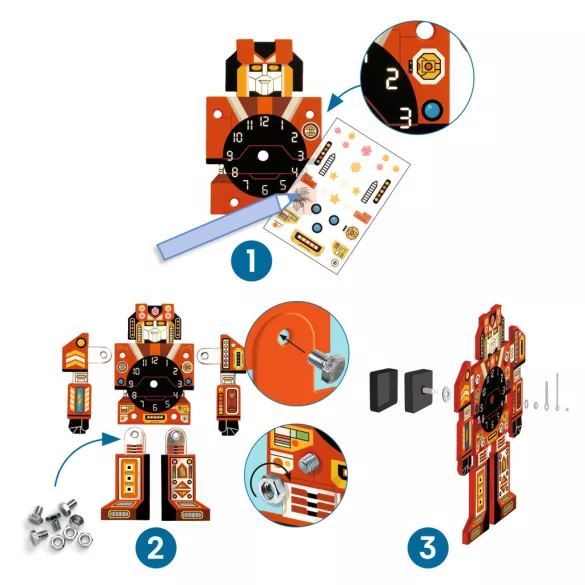 Djeco Design by Urob si sám! Nástenné hodiny do chlapčenskej izby IdőRobi – Robotime