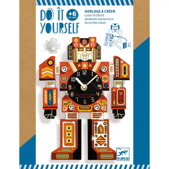 Djeco Design by Urob si sám! Nástenné hodiny do chlapčenskej izby IdőRobi – Robotime