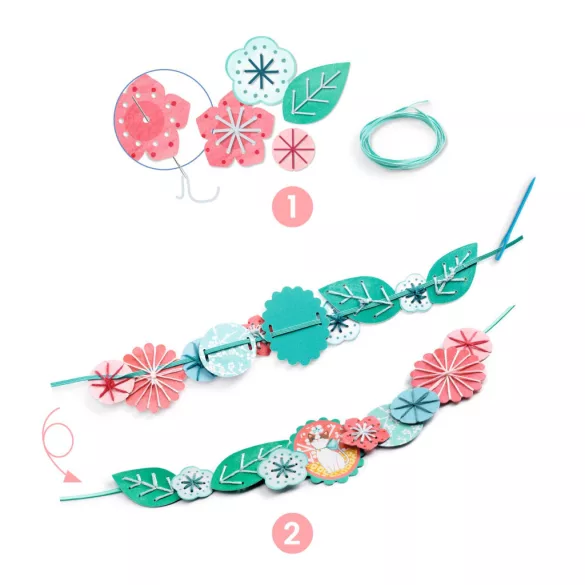 Djeco Design by Csináld magad! Papierová dekorácia z vyšívaných kvetín - Flora