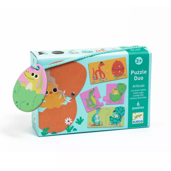 Djeco Puzzle na spájanie „Čie je to vajce?“ 12 dielov – Funny eggs