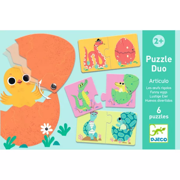 Djeco Puzzle na spájanie „Čie je to vajce?“ 12 dielov – Funny eggs