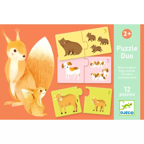 Djeco Párovacie puzzle Čie je mláďa 24 ks - Baby animals