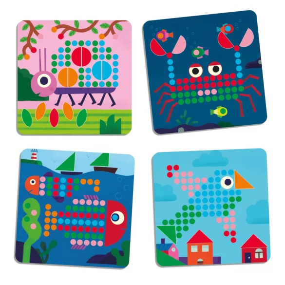Djeco Mozaika s bodkami Domáce zvieratká – Mosaico Mini Animo