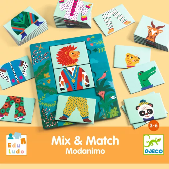 Djeco Vzdelávacia hra Zvieracie módy 54 ks - Eduludo Mix and Match Modanimo