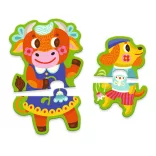 Djeco Skladacie puzzle „Veľkí a malí na farme“, 16 dielov – Big and small on the farm