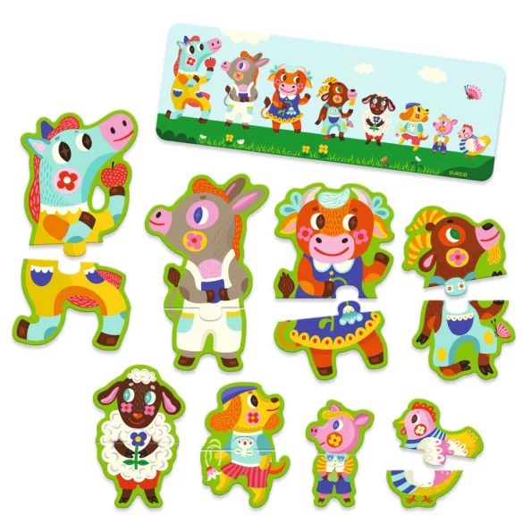 Djeco Skladacie puzzle „Veľkí a malí na farme“, 16 dielov – Big and small on the farm