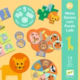 Djeco Spoločenská hra 5 v 1 Divoké zvieratá - Wild animals, 5 GAMES