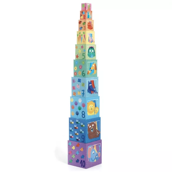 Djeco skladacie kocky pyramída - Rainbow