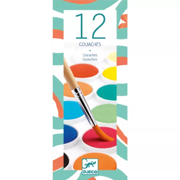 Djeco Gouache farby - 12 klasických farieb