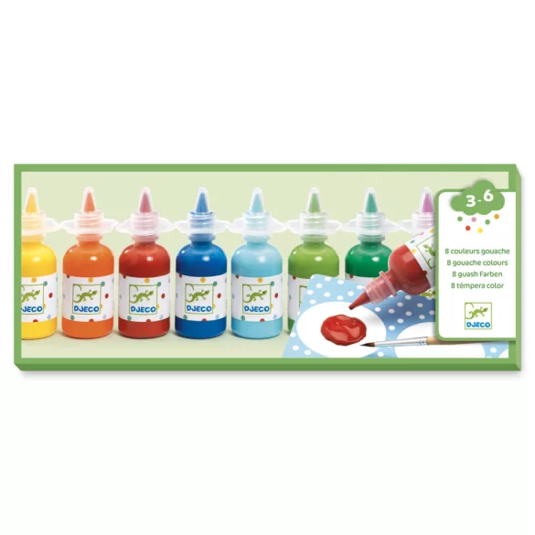 Djeco Gouache tekuté farby, 8 farieb