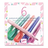 Djeco Trblietavé fixky v 6 farbách – 6 glitter markers sweet