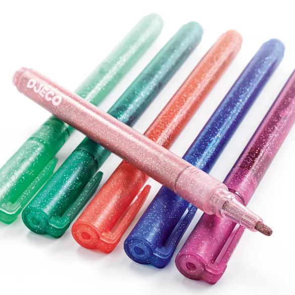 Djeco Trblietavé fixky v 6 farbách – 6 glitter markers sweet