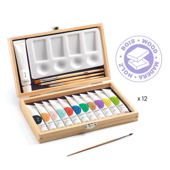 Djeco Design by Umelecká dielňa Sada na maľovanie - 12 Gouaches Artist’s box