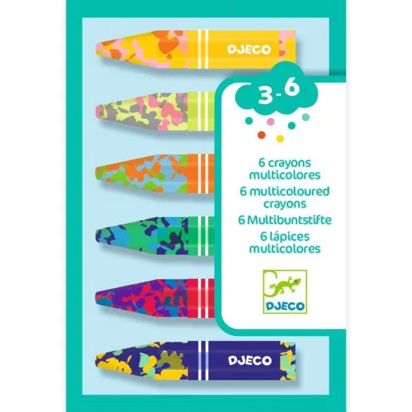 Djeco Umelecký ateliér 6 farebných voskových pasteliek – 6 multicoloured crayons
