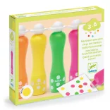 Sada fixiek Djeco Marok v 4 fluorescenčných farbách – maľovanie bodkami – veľké bodkové fixky