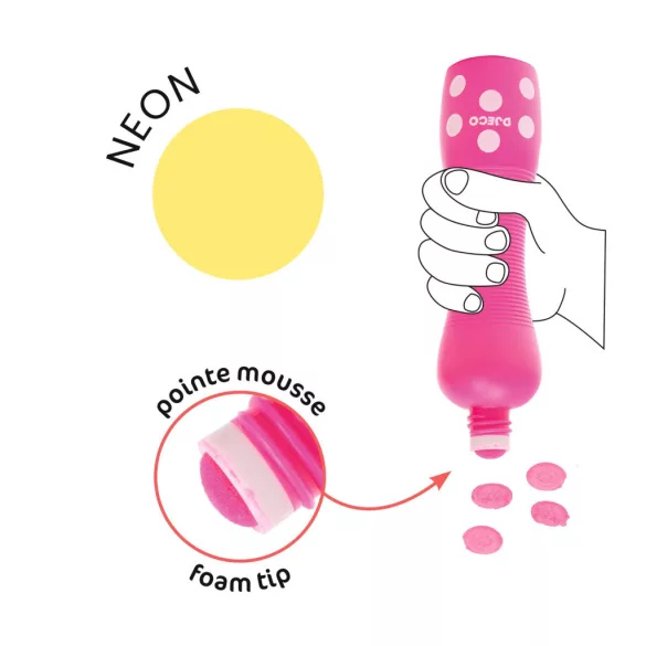 Sada fixiek Djeco Marok v 4 fluorescenčných farbách – maľovanie bodkami – veľké bodkové fixky