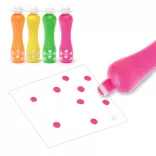 Sada fixiek Djeco Marok v 4 fluorescenčných farbách – maľovanie bodkami – veľké bodkové fixky