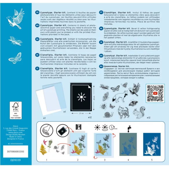 Djeco Design by Umelecká dielňa Sada pre začiatočníkov na cyanotypiu - Cyanotype Starter Kit