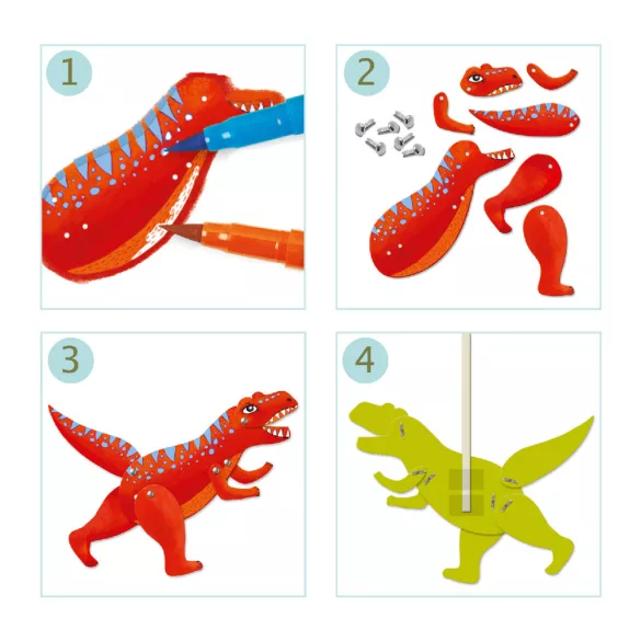 Djeco Výroba zvieracích figúrok na sponkách, dinosaury