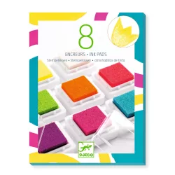   Djeco Design by Kreatív eszközök Sada atramentových podušiek 8 popových farieb - 8 atramentových podušiek a 1 čistič pop