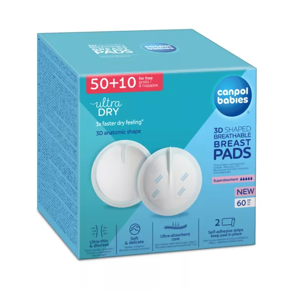 Canpol babies Priedušné, protišmykové, jednorazové vložky do podprsenky, 3D, 50+10 ks