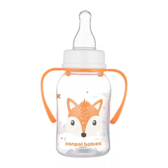 Canpol babies Fľaša s úzkym hrdlom a držadlom, CUTE ANIMALS, 120 ml, líška