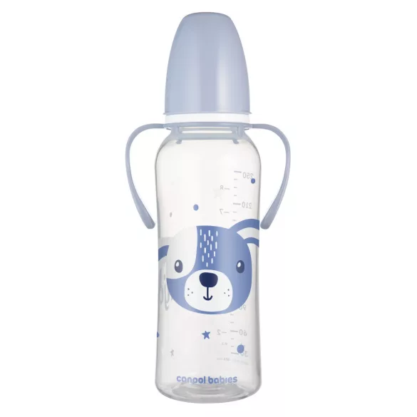 Canpol babies Fľaša s úzkym hrdlom a držadlom, CUTE ANIMALS, 250 ml, psík