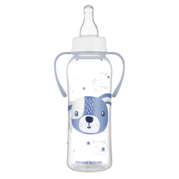 Canpol babies Fľaša s úzkym hrdlom a držadlom, CUTE ANIMALS, 250 ml, psík