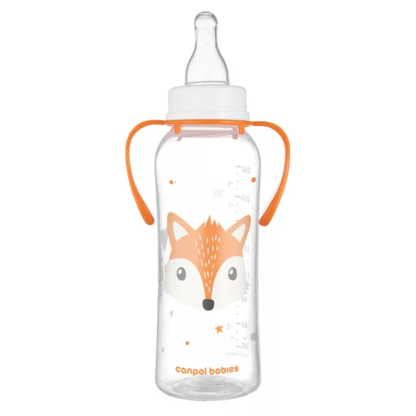 Canpol babies Fľaša s úzkym hrdlom a rukoväťou, CUTE ANIMALS, 250 ml, líška