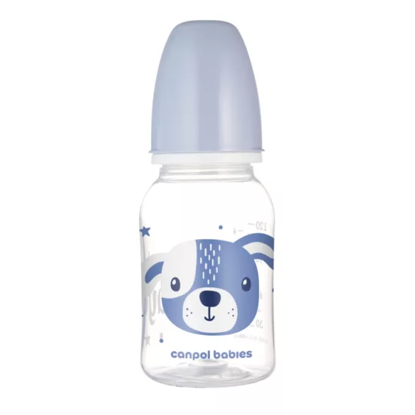 Canpol babies Fľaša s úzkym hrdlom CUTE ANIMALS 120 ml – modrá