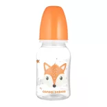 Canpol babies Fľaša s úzkym hrdlom CUTE ANIMALS 120 ml – oranžová