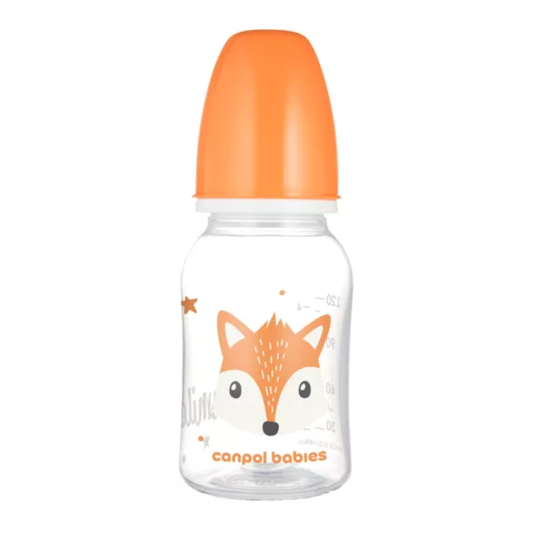 Canpol babies Fľaša s úzkym hrdlom CUTE ANIMALS 120 ml – oranžová