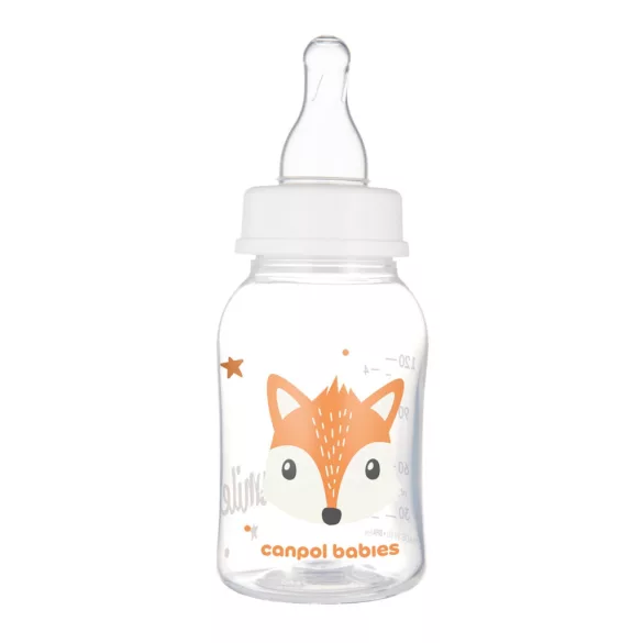 Canpol babies Fľaša s úzkym hrdlom CUTE ANIMALS 120 ml – oranžová