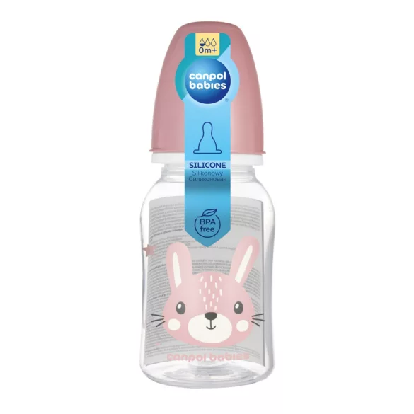 Canpol babies Fľaša s úzkym hrdlom CUTE ANIMALS 120 ml – ružová