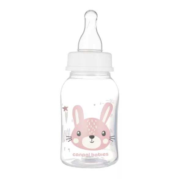 Canpol babies Fľaša s úzkym hrdlom CUTE ANIMALS 120 ml – ružová