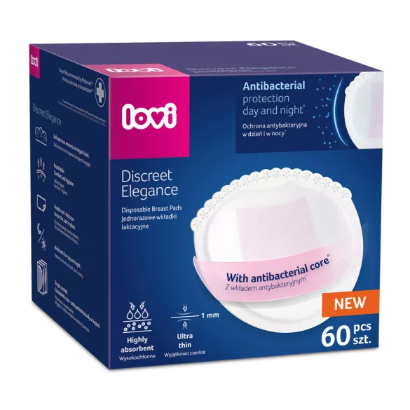 Lovi Discreet Elegance Antibakteriálne vložky do podprsenky 60 ks – biele